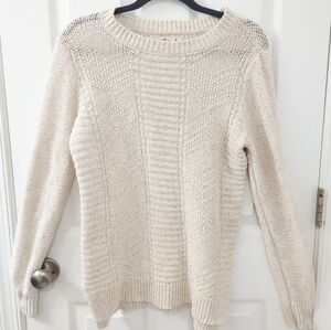 Hollister Rib Knit Crew Neck Pullover Creme Sweater Size M